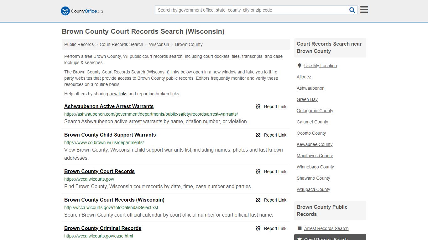 Brown County Court Records Search (Wisconsin) - County Office
